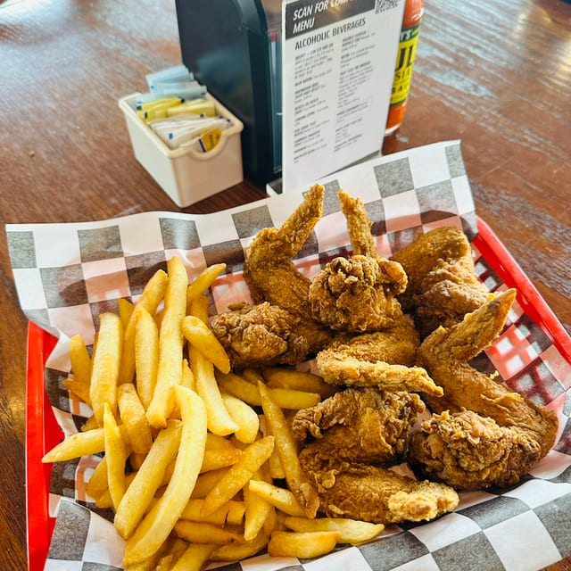 5pc Whole Regular Chicken Wings with Fries Friday Special.