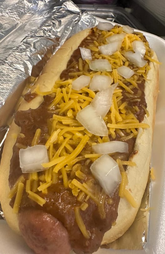Chili Cheese Dog.