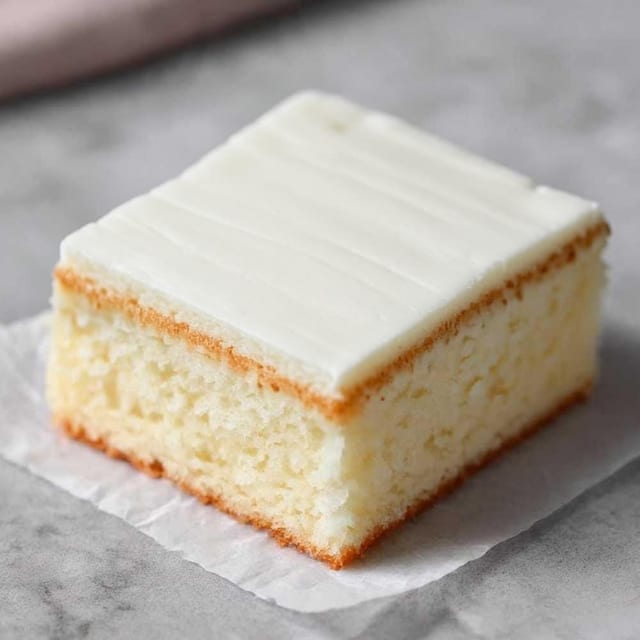 White Cake Slice W/ Butter Cream Frosting.