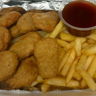40pc Tempura Crispy Chicken Nuggets, Served with a Basket of Fries