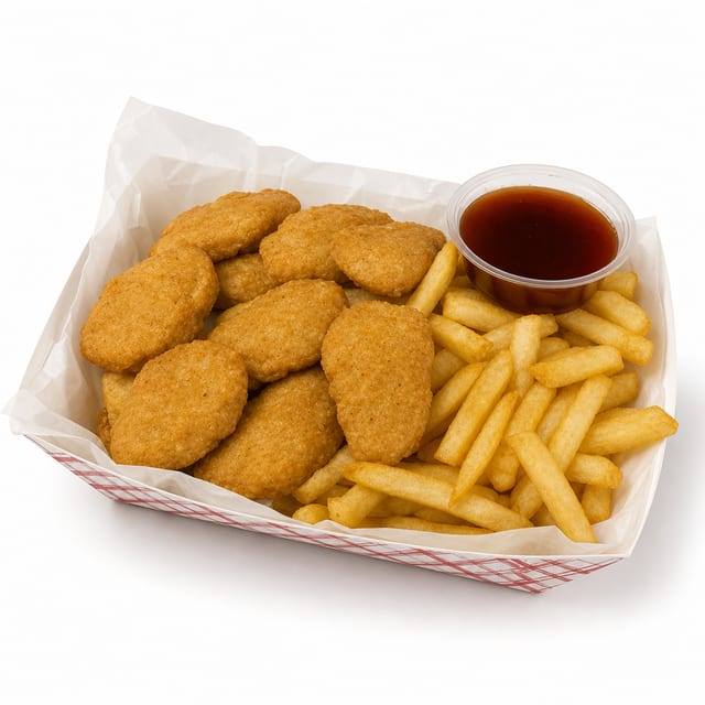 10pc Tempura Crispy Chicken Nuggets, Served with Fries.