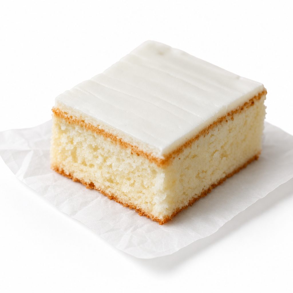 White Cake Slice W/ Butter Cream Frosting.