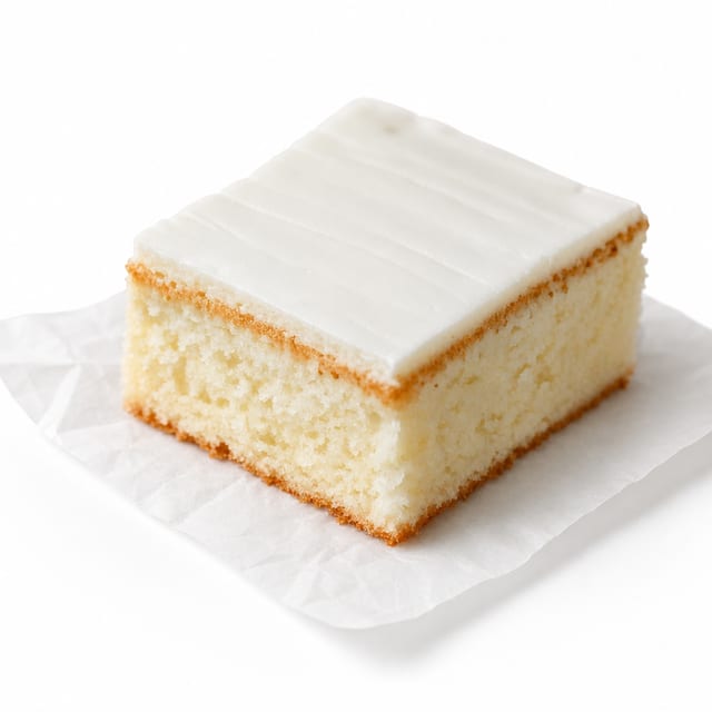White Cake Slice W/ Butter Cream Frosting.