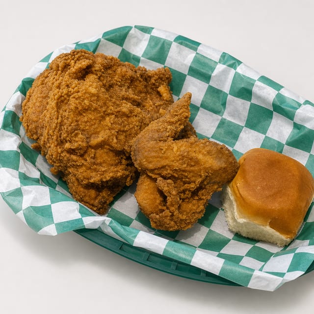 2pc White Breast & Wing (chicken and roll only).