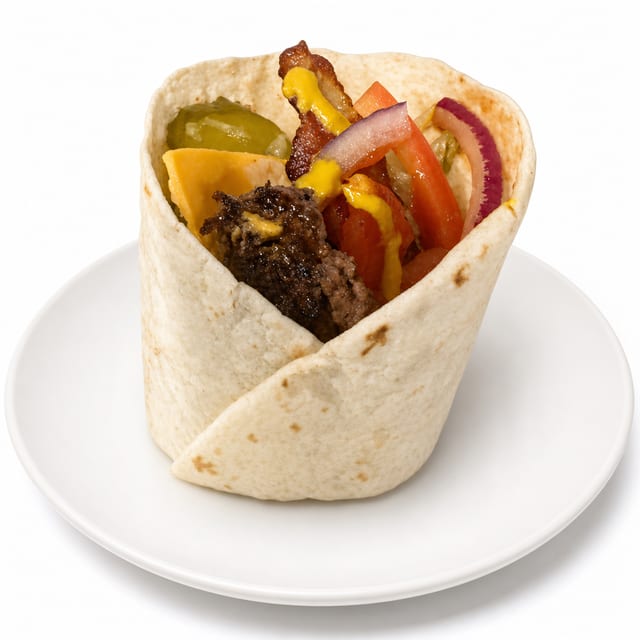 Thursday Special Bacon Cheeseburger Wrap.