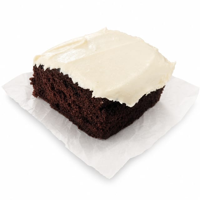 Chocolate Cake Slice w/Butter Cream Frosting.