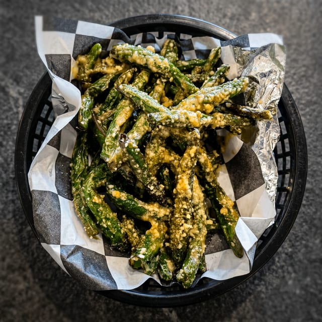 Garlic Parm Flash Fried Green Beans.