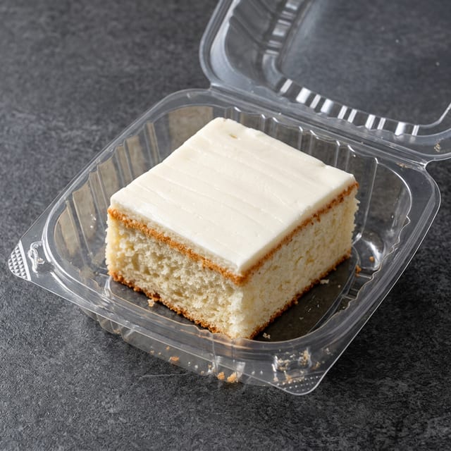 White Cake Slice W/ Butter Cream Frosting.